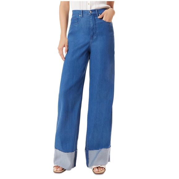 Sam Edelman Denim - Sam Edelman High Rise Cuffed Wide Leg Jean Medium Denim Size 28 Long